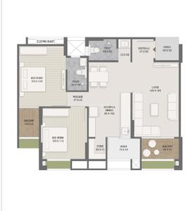 Image of 1485 Sq.ft 2 BHK Apartment / Flat for sale in Harnav Rivera, Zundal, Ahmedabad for Rs. 5500000