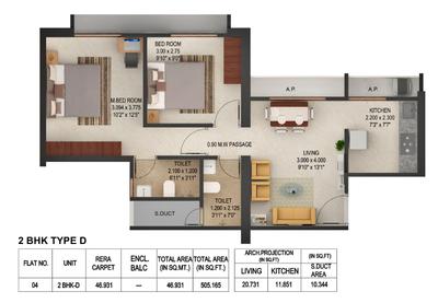 Image of 510 Sq.ft 1 BHK Apartment / Flat for sale in Puraniks Magnificent Bali, Thane West, Thane for Rs. 4500000