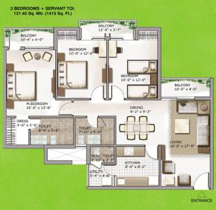 Image of 1415 Sq.ft 3 BHK Apartment / Flat for sale in The 3C Lotus Zing, Sector 168, Noida for Rs. 12000000