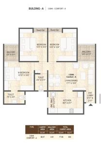 Image of 1178 Sq.ft 3 BHK Apartment / Flat for sale in Mangalam Melizma, Kiwale, Pune for Rs. 7050000