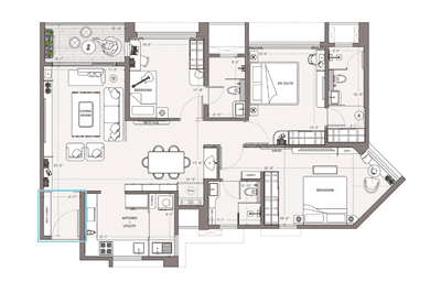 Image of 1500 Sq.ft 3 BHK Apartment / Flat for sale in VJ Palladio Presidential Suites Balewadi Riverfront, Balewadi, Pune for Rs. 15400000