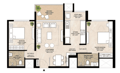 Image of 1449 Sq.ft 3 BHK Apartment / Flat for sale in Mahindra IvyLush, Wagholi, Pune for Rs. 14600000
