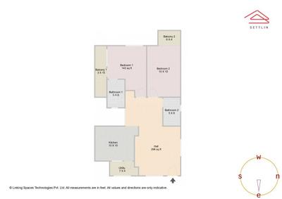 Image of 1215 Sq.ft 2 BHK Apartment / Flat for sale in Thanisandra, Bengaluru for Rs. 9400000