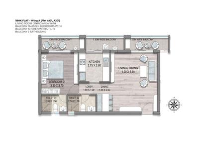 Image of 1300 Sq.ft 2 BHK Apartment / Flat for sale in Delvin JD Pearl, Colvale, Goa for Rs. 12000000