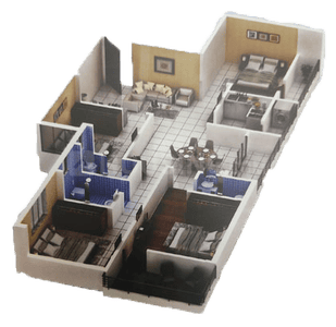 Floor Plan Image of 1032 Sq.ft 3 BHK Apartment / Flat for sale in Park View Tower, Industrial Area Durgapur for Rs. 3694000