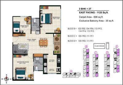 Image of 1125 Sq.ft 3 BHK Apartment / Flat for sale in Urbanrise Spring Tide, Mahindra World City, Chennai for Rs. 7500000