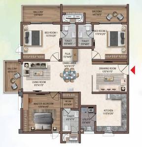 Image of 2499 Sq.ft 3 BHK Apartment / Flat for sale in SDG Prinia, Bandlaguda Jagir, Hyderabad for Rs. 16000000