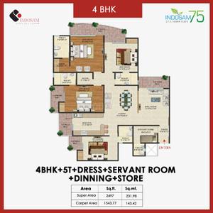 Image of 2497 Sq.ft 4 BHK Apartment / Flat for sale in Indosam 75, Sector 75, Noida for Rs. 32500000