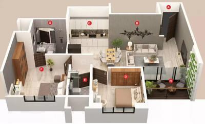 Image of 980 Sq.ft 2 BHK Apartment / Flat for sale in Vision Aristo, Vikas Nagar, Pune for Rs. 7200000