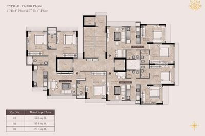 Floor Plan Image of 950 Sq.ft 3 BHK Apartment / Flat for sale in Mamtora Shree Hari Krupa, Malad West Mumbai for Rs. 25600000