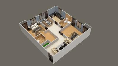 Floor Plan Image of 1346 Sq.ft 2 BHK Apartment / Flat for sale in Ashokpuram Colony Varanasi for Rs. 7403000
