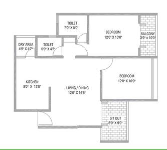 Image of 1150 Sq.ft 2 BHK Apartment / Flat for sale in Guddwill Elate, Undri, Pune for Rs. 6000000