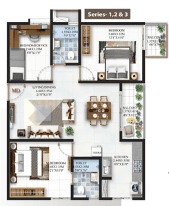 Image of 1290 Sq.ft 2.5 BHK Apartment / Flat for sale in SBR Minara, K R Puram, Bengaluru for Rs. 15500000