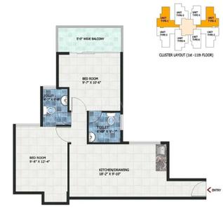 Image of 696 Sq.ft 2 BHK Apartment / Flat for sale in ROF Aalayas, Sector 102, Gurgaon for Rs. 6800000