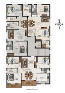 Floor Plan Image of 1020 Sq.ft 2 BHK Apartment / Flat for sale in Madipakkam Chennai for Rs. 11600000