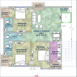 Image of 1432 Sq.ft 3 BHK Apartment / Flat for sale in Rehabari, Guwahati for Rs. 9021600