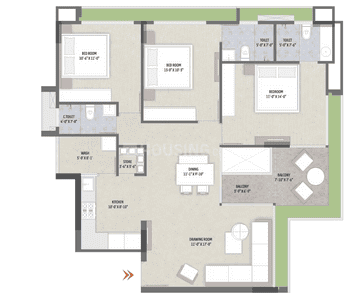 Image of 1000 Sq.ft 3 BHK Apartment / Flat for sale in Sharnam Aayan, Adalaj, Gandhinagar for Rs. 8500000