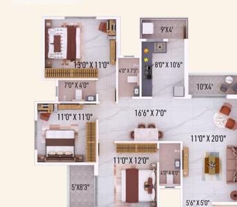 Image of 1547 Sq.ft 3 BHK Apartment / Flat for sale in Manish Nagar, Nagpur for Rs. 6342700