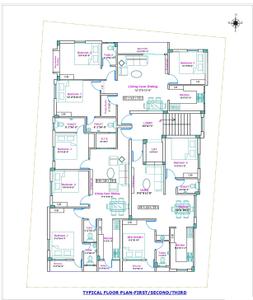 Floor Plan Image of 810 Sq.ft 2 BHK Apartment / Flat for sale in Kolathur Chennai for Rs. 7652000
