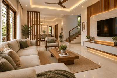 Living Room Image of 2000 Sq.ft 3 BHK Independent House for sale in Naikkanal Thrissur for Rs. 11800000