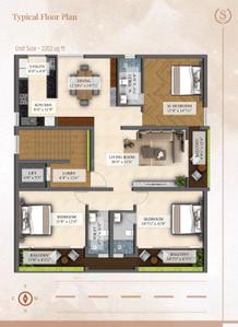 Floor Plan Image of 2190 Sq.ft 3 BHK Apartment / Flat for sale in Adyar Chennai for Rs. 39400100