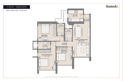 Image of 1300 Sq.ft 3 BHK Apartment / Flat for sale in Sunteck City 4th Avenue, Goregaon West, Mumbai for Rs. 39000000
