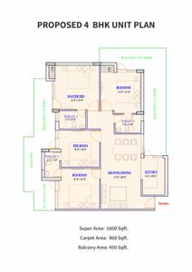 Image of 1300 Sq.ft 4 BHK Apartment / Flat for sale in Adore Prima, Sector 73, Faridabad for Rs. 7800000