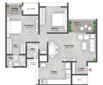 Image of 1162 Sq.ft 2 BHK Apartment / Flat for sale in AR Mirador, Wakad, Pune for Rs. 7850000