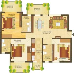 Image of 1523 Sq.ft 3 BHK Apartment / Flat for sale in Sare Green Parc 1, Sector 92, Gurgaon for Rs. 14800000