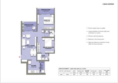 Image of 1026 Sq.ft 2 BHK Apartment / Flat for sale in Puraniks Abitante Fiore, Bavdhan, Pune for Rs. 7200000