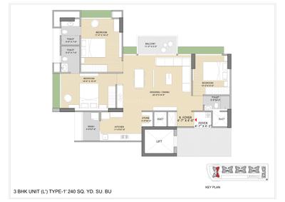Image of 2475 Sq.ft 3 BHK Apartment / Flat for sale in Laxmi Azzaro, Gota, Ahmedabad for Rs. 12925000
