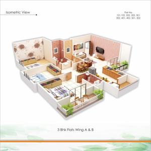 Image of 1450 Sq.ft 3 BHK Apartment / Flat for sale in Besa, Nagpur for Rs. 5300000