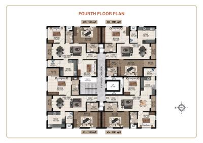 Floor Plan Image of 1531 Sq.ft 3 BHK Apartment / Flat for sale in Alwarpet Chennai for Rs. 33600000
