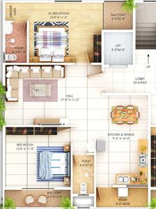 Image of 1250 Sq.ft 2 BHK Apartment / Flat for sale in Besa, Nagpur for Rs. 5300000