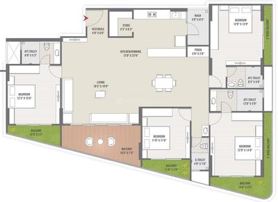 Image of 3420 Sq.ft 4 BHK Apartment / Flat for sale in Nia Nami Riverside 38, Randesan, Gandhinagar for Rs. 14820000