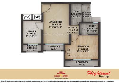 Image of 510 Sq.ft 1 BHK Apartment / Flat for sale in Siddhi Highland Springs, Thane West, Thane for Rs. 6900000