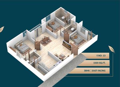 Image of 1503 Sq.ft 3 BHK Apartment / Flat for sale in GM Sri Sai Signature, Horamavu, Bengaluru for Rs. 10200000