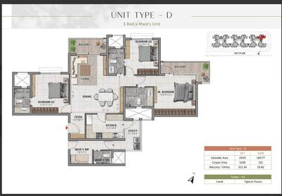 Image of 2043 Sq.ft 3 BHK Apartment / Flat for sale in Prestige Elm Park, Chansandra, Bengaluru for Rs. 35000000