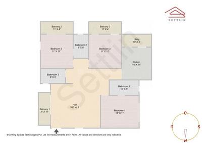 Image of 1705 Sq.ft 3 BHK Apartment / Flat for sale in GR Heights by GR Group, JP Nagar, Bengaluru for Rs. 16150000