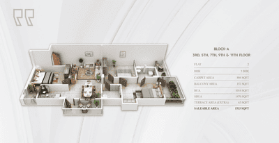 Floor Plan Image of 1470 Sq.ft 3 BHK Apartment / Flat for sale in Vashundhara Mansion, Khagaul Patna for Rs. 10900000