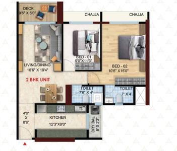 Image of 1500 Sq.ft 2 BHK Apartment / Flat for sale in Nerul, Navi Mumbai for Rs. 19000000