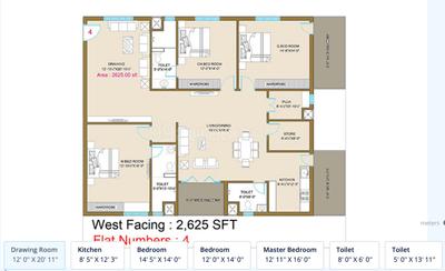 Image of 2620 Sq.ft 3 BHK Apartment / Flat for sale in Subishi Fortuna Towers, Mokila, Hyderabad for Rs. 15800000