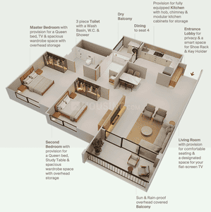 Image of 1308 Sq.ft 3 BHK Apartment / Flat for sale in Punawale, Pune for Rs. 10100000