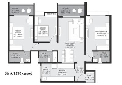 Image of 1100 Sq.ft 2 BHK Apartment / Flat for sale in Mantra Melange, Kharadi, Pune for Rs. 11000000