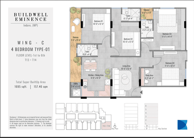 Image of 1030 Sq.ft 2 BHK Apartment / Flat for sale in Buildwell Eminence, Jakhya, Indore for Rs. 5665000