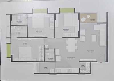 Floor Plan Image of 1782 Sq.ft 3 BHK Apartment / Flat for sale in Sahjanand Safal, Uvarsad Gandhinagar for Rs. 7500000