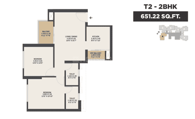 Image of 1100 Sq.ft 3 BHK Apartment / Flat for sale in VTP Dolce Vita Phase 4, Kharadi Annex, Pune for Rs. 14000000