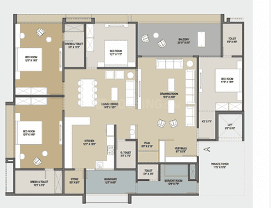 Image of 2847 Sq.ft 3 BHK Apartment / Flat for sale in Madhav Oeuvre Iconic, Bodakdev, Ahmedabad for Rs. 25300000