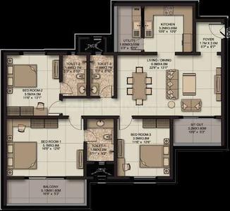 Image of 1950 Sq.ft 3 BHK Apartment / Flat for rent in Sobha Habitech, Whitefield, Bengaluru for Rs. 75000