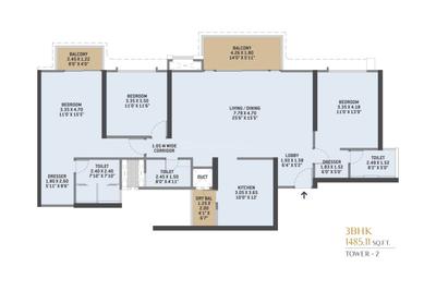 Image of 1900 Sq.ft 3 BHK Apartment / Flat for sale in Monarque by VTP Luxe, Hinjawadi, Pune for Rs. 20000000